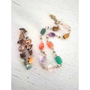 Vintage Colorful Agate Necklace and Bracelet Set